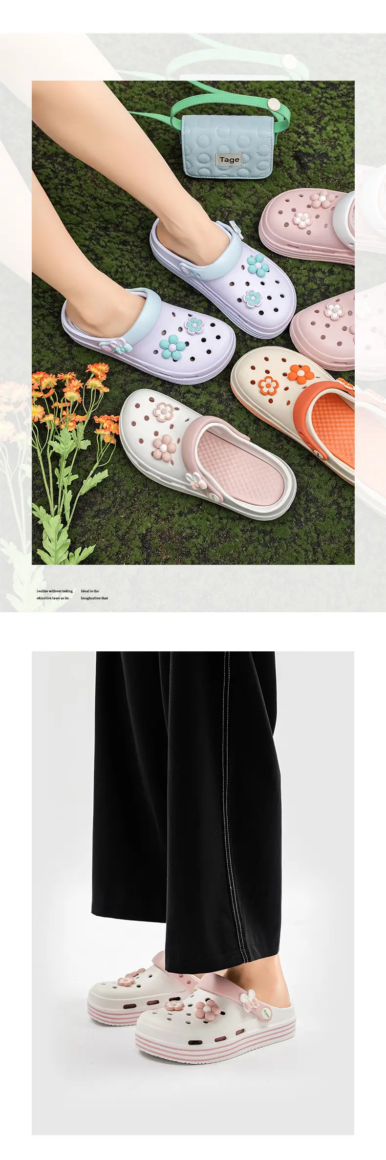 Women Orange Floral Croc Sandals Summer 2024 — feature 6