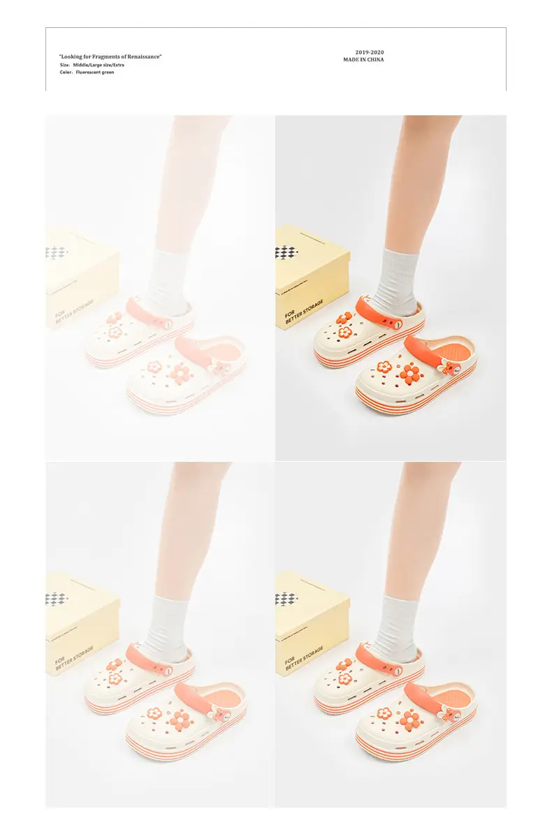 Women Orange Floral Croc Sandals Summer 2024 — feature 7