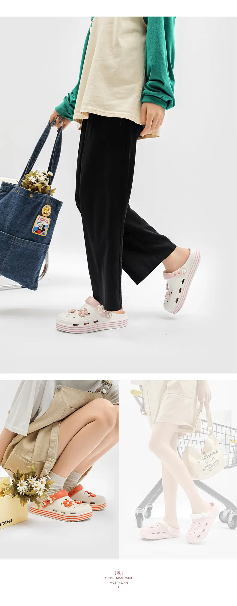 Women Orange Floral Croc Sandals Summer 2024 — feature 8