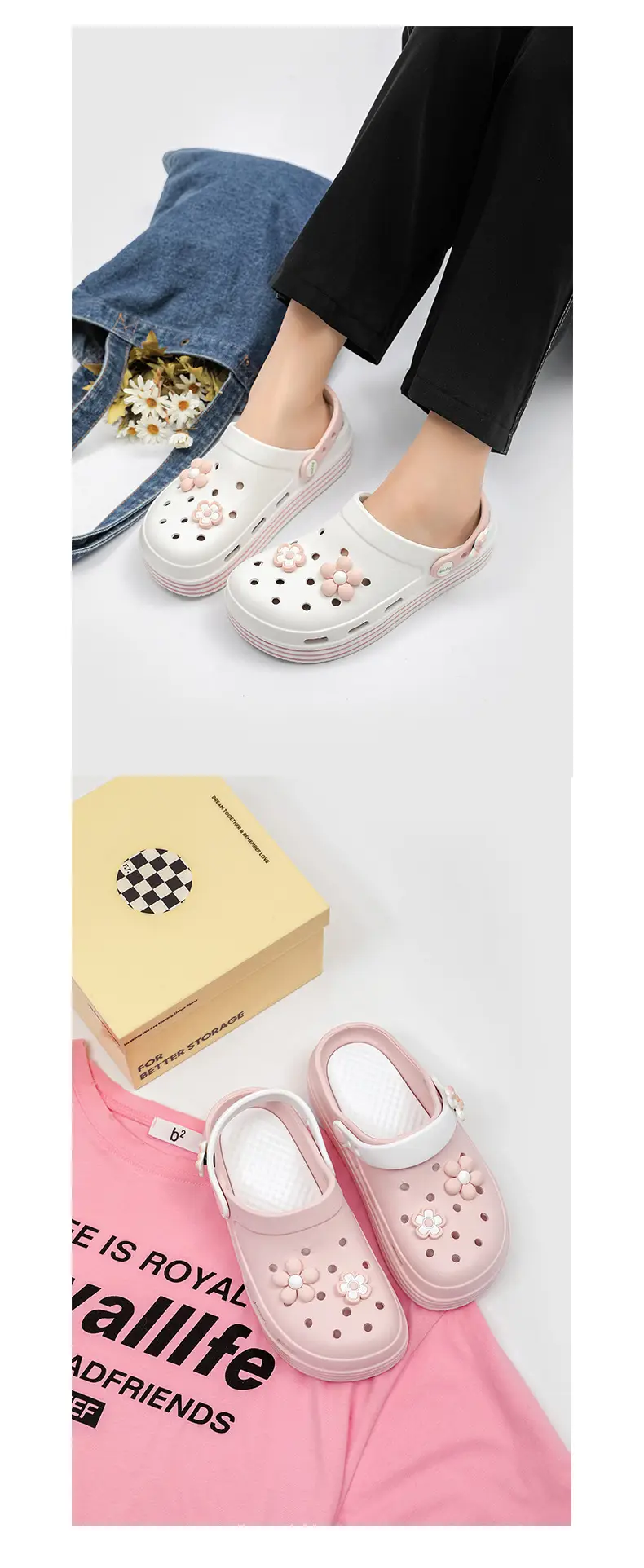 Women Orange Floral Croc Sandals Summer 2024 — feature 9