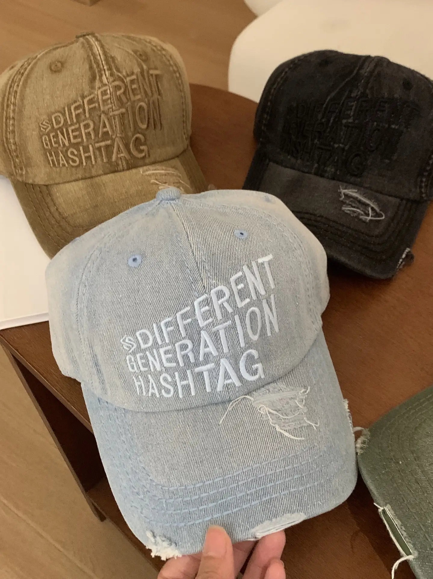 Vintage Letter Embroidered Denim Caps for Men - Image 10