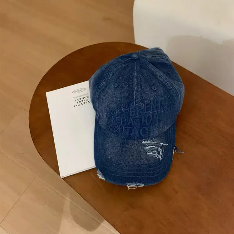 Vintage Letter Embroidered Denim Caps for Men - Image 5