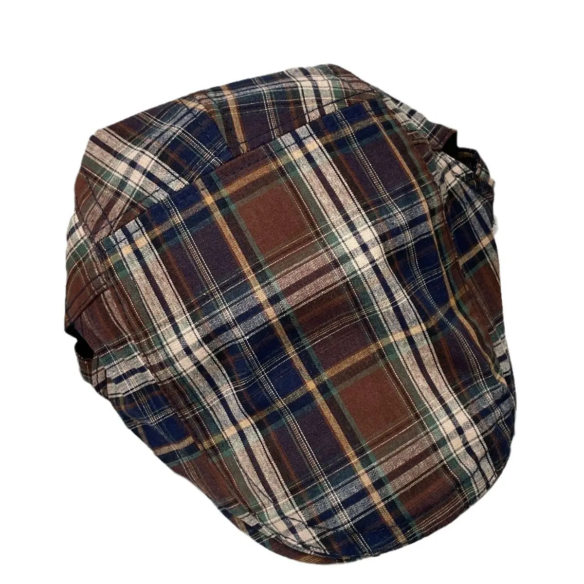 Summer Plaid Forward Cap for Women Men Cotton Linen