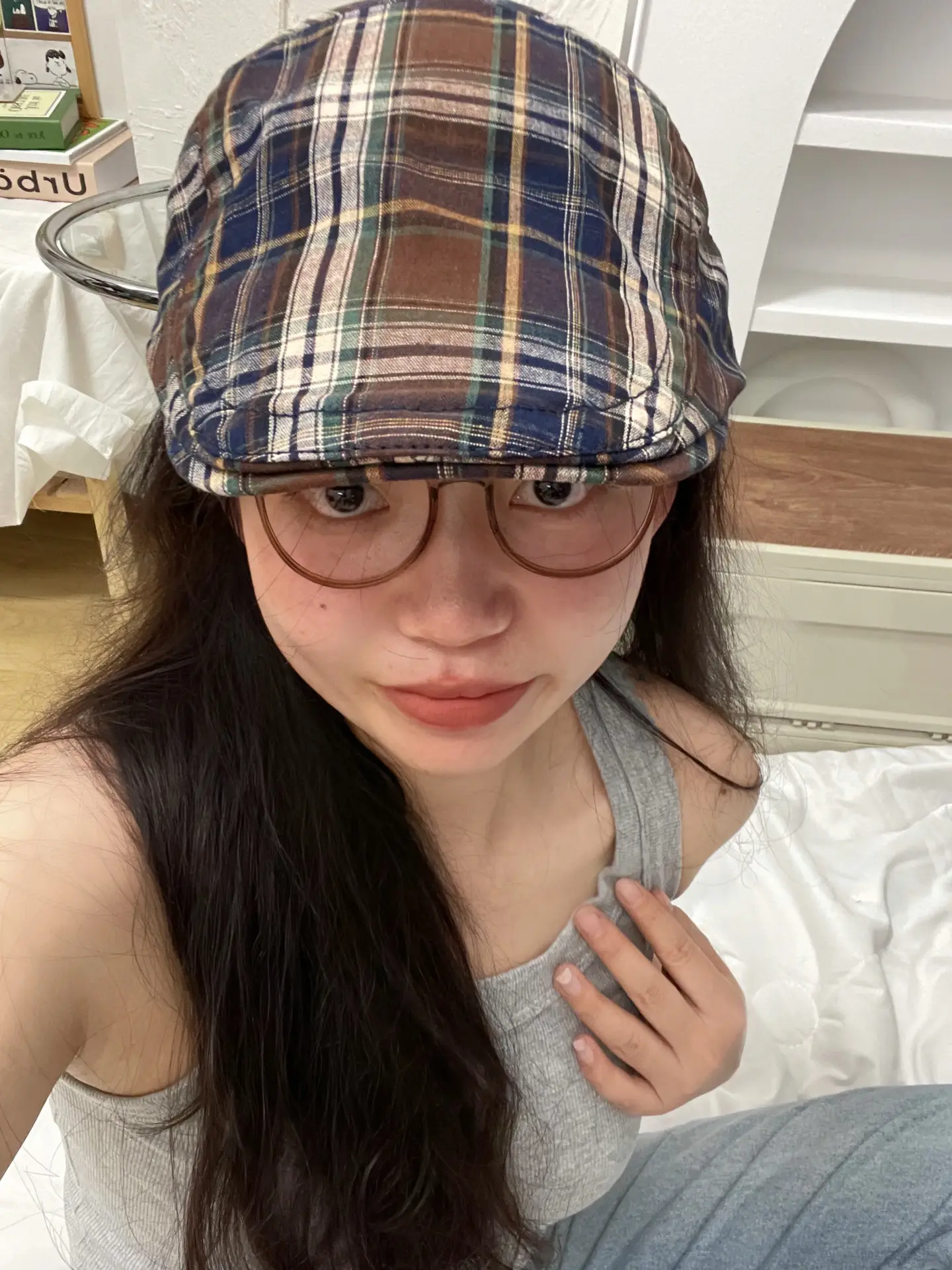 Summer Plaid Forward Cap for Women Men Cotton Linen — feature 2