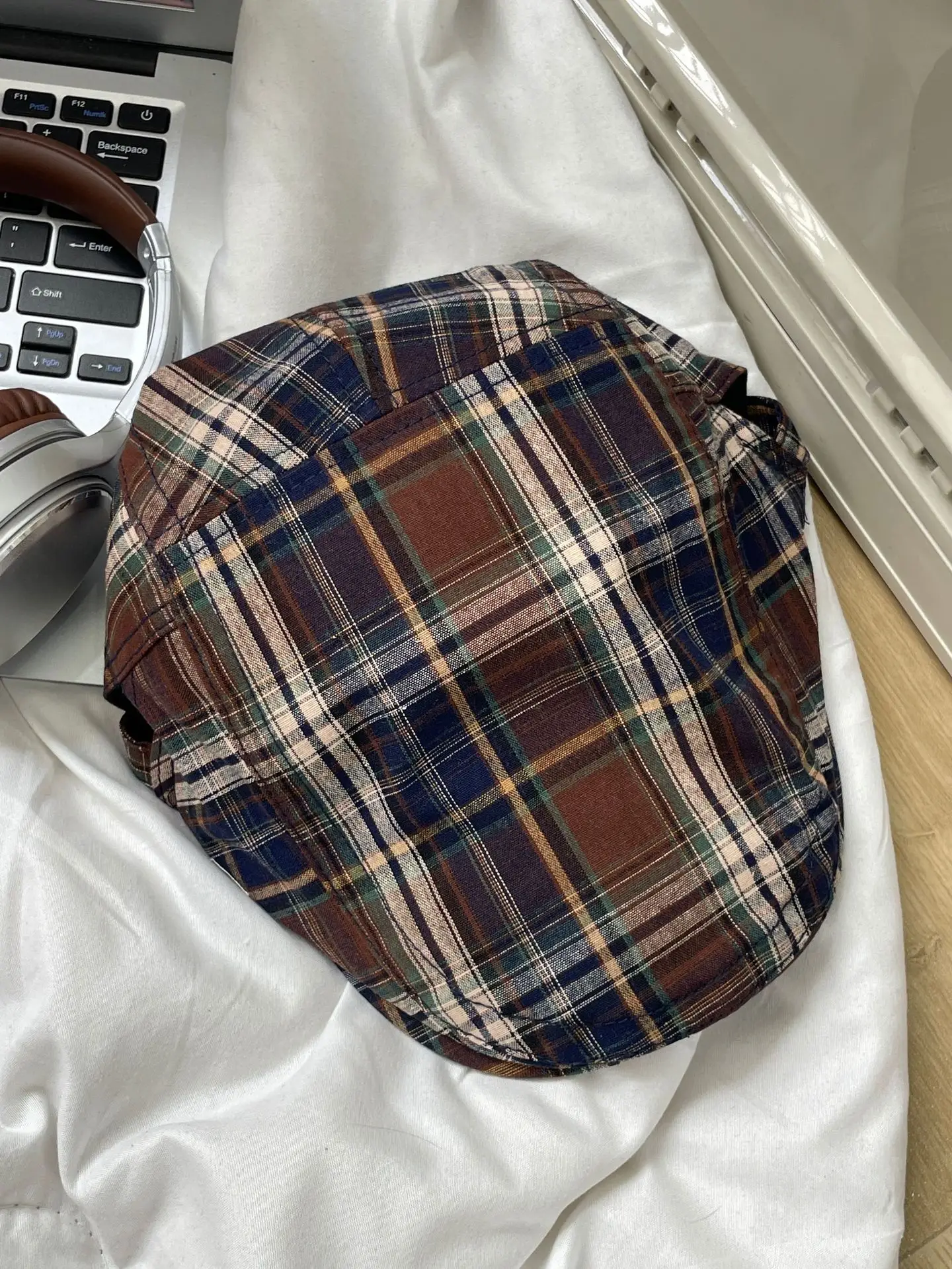 Summer Plaid Forward Cap for Women Men Cotton Linen — feature 7