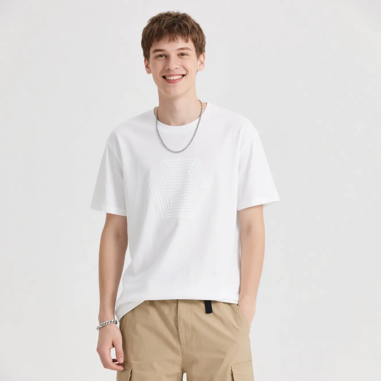 Pure Cotton Loose Fit T-Shirt Cream — feature 13