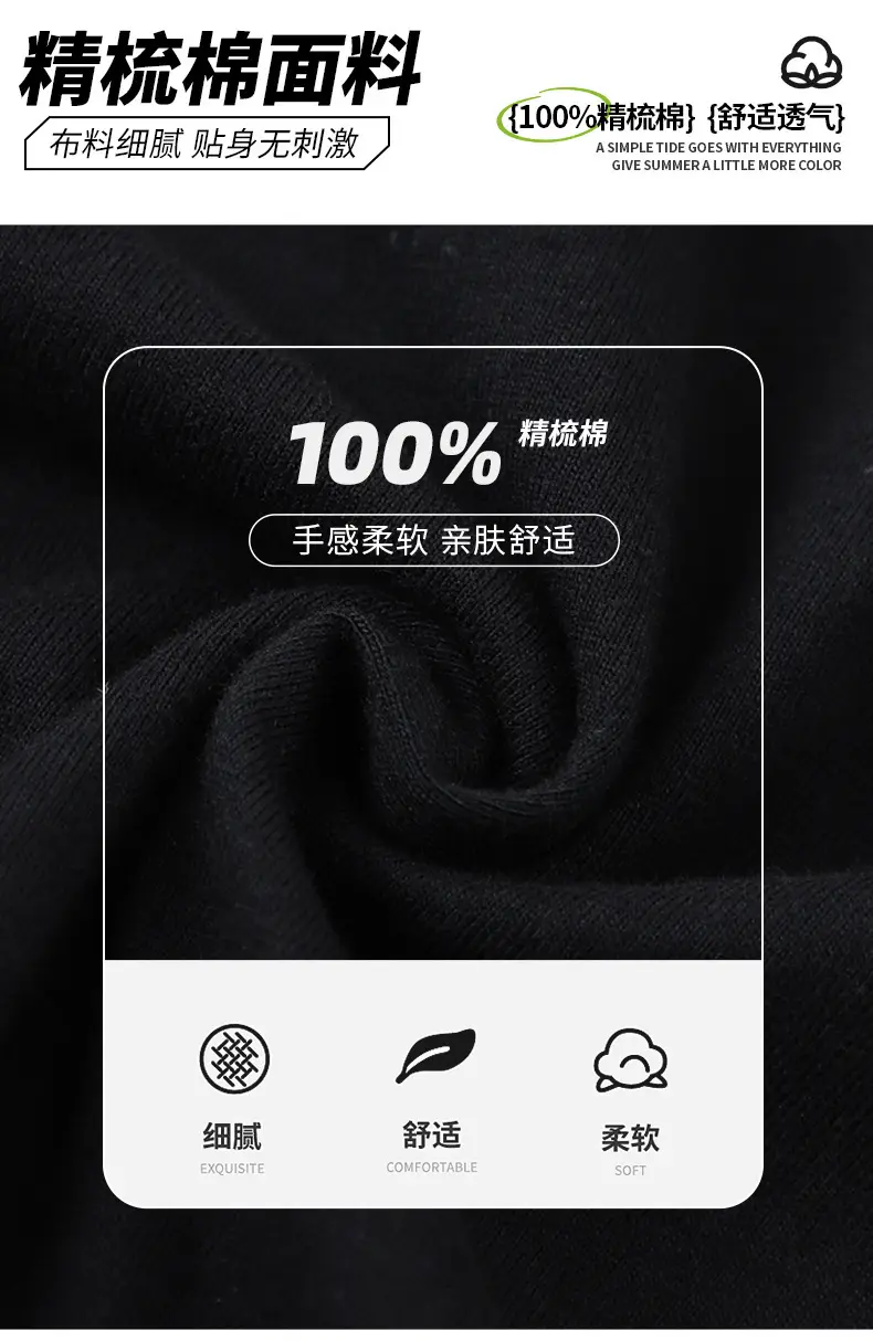 Black Cotton T-Shirt for Men, Loose Fit, Cross-Border Production — feature 3