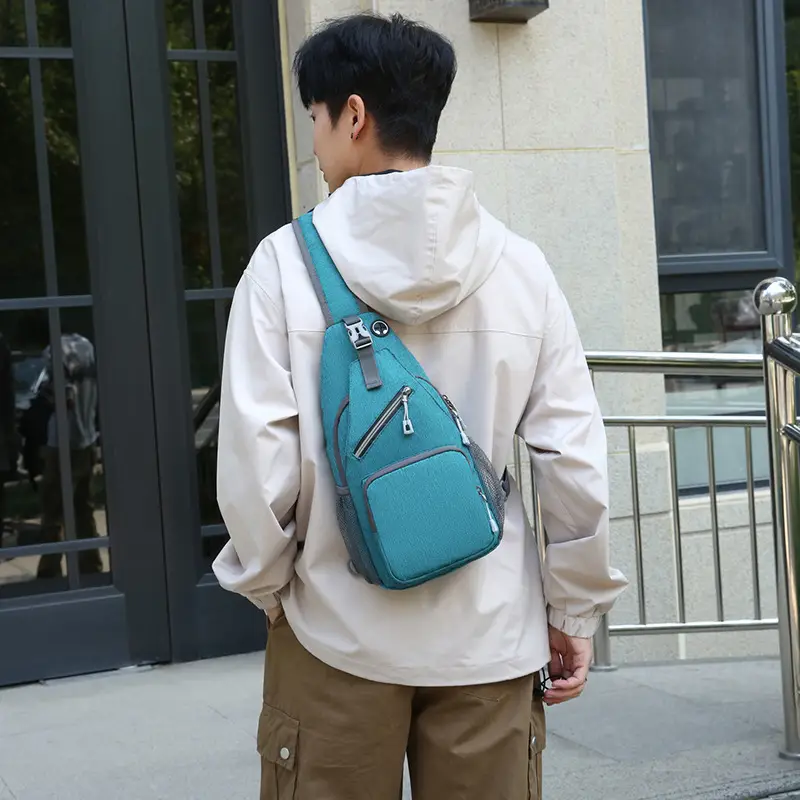 Men's Blue Oxford Crossbody Bag with Anti-Splash Design - Image 10