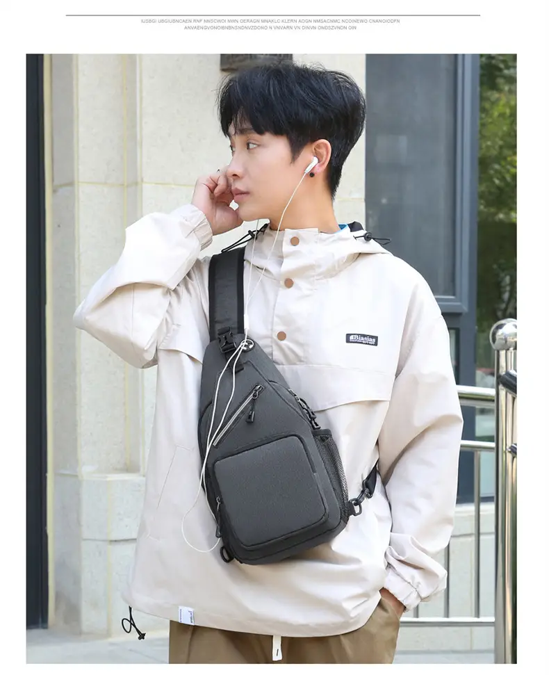 Men's Blue Oxford Crossbody Bag with Anti-Splash Design — feature 25