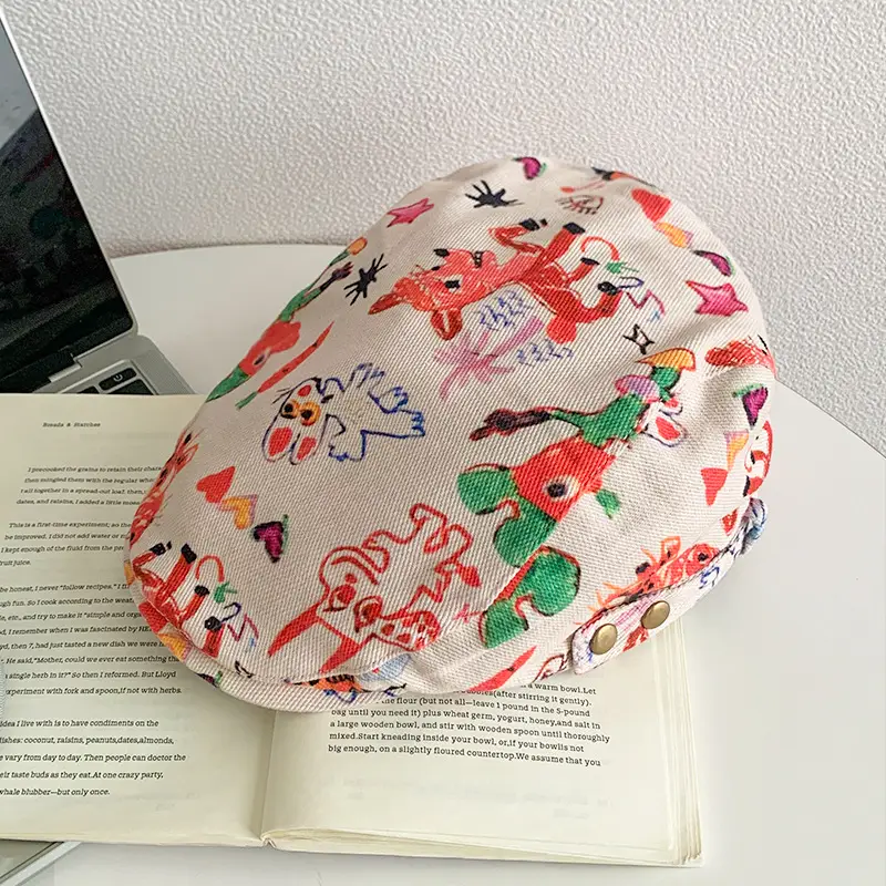 Japanese Children's Fun Graffiti Beret Cap Forward Duckling Tone Hat - Image 5