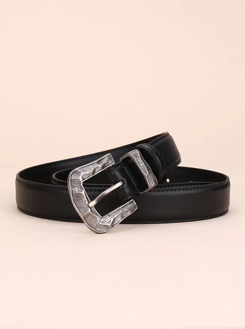 Women's Cowhide Leather Belt with Carved Alloy Buckle — feature 13