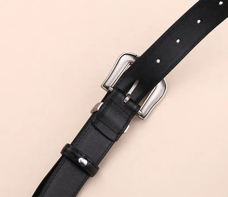 Women's Cowhide Leather Belt with Carved Alloy Buckle — feature 16