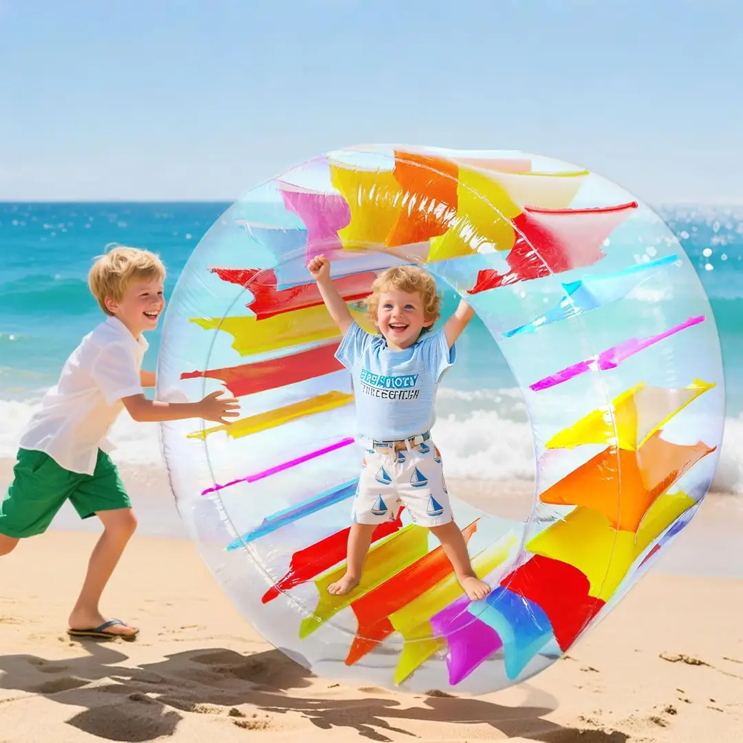 in stock pvc color inflatable roller colorful inflatable roller children's swimming pool crawling roller toy parent-child interaction