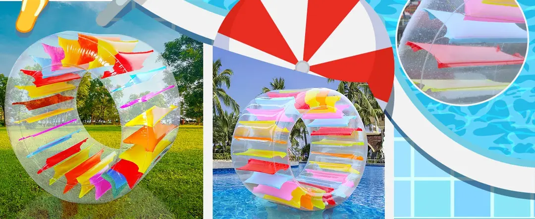 in stock pvc color inflatable roller colorful inflatable roller children's swimming pool crawling roller toy parent-child interaction — feature 4