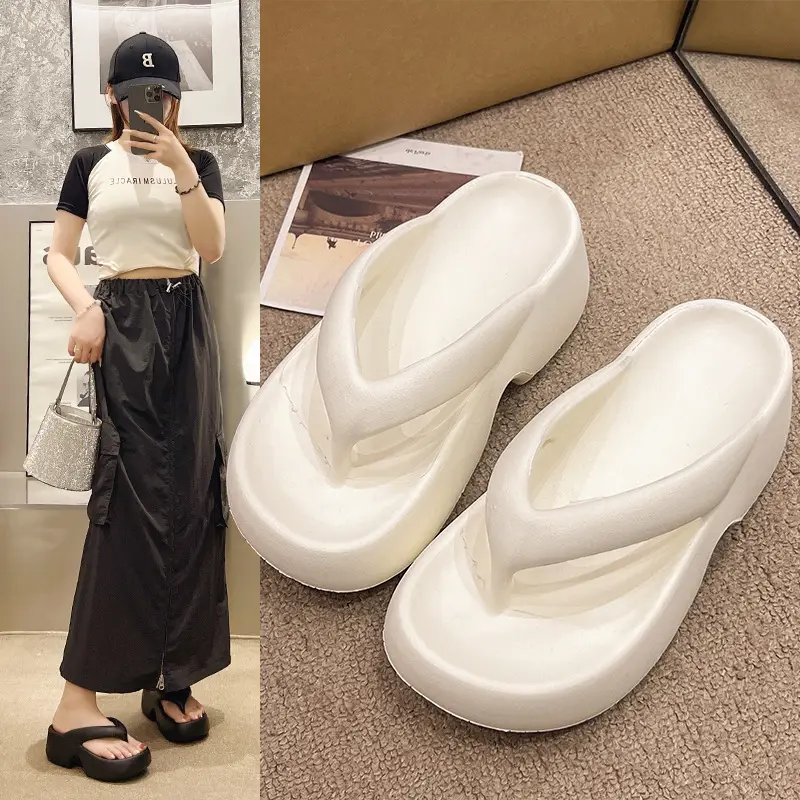 New Slip-on Feeling Flip-Flops Women's Summer Thick Bottom EVA Outer Wear Non-slip Soft Trendy Instagram Style Beach Sandals - Image 5