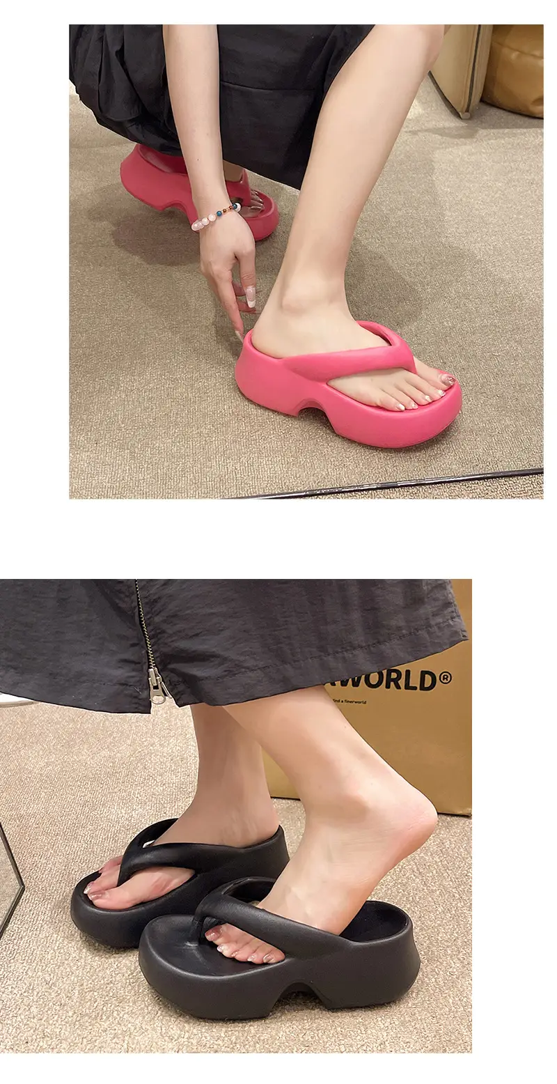 New Slip-on Feeling Flip-Flops Women's Summer Thick Bottom EVA Outer Wear Non-slip Soft Trendy Instagram Style Beach Sandals — feature 10