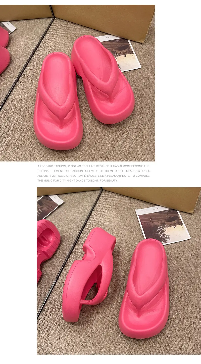 New Slip-on Feeling Flip-Flops Women's Summer Thick Bottom EVA Outer Wear Non-slip Soft Trendy Instagram Style Beach Sandals — feature 14
