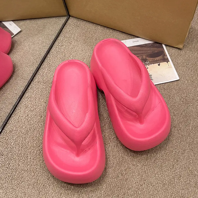 New Slip-on Feeling Flip-Flops Women's Summer Thick Bottom EVA Outer Wear Non-slip Soft Trendy Instagram Style Beach Sandals - Image 3