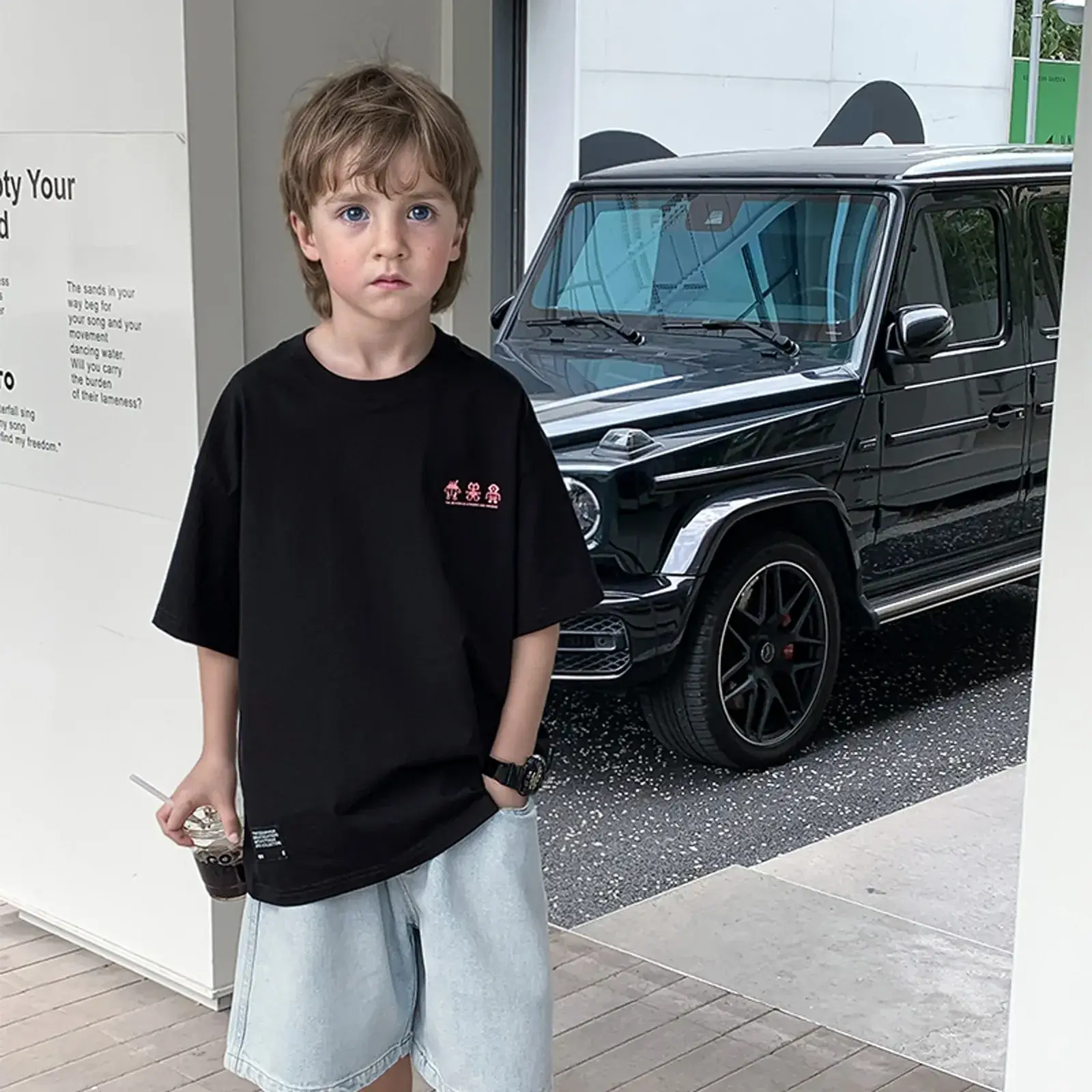 2024 Boys Summer Dress Korean Style Crewneck T-Shirt - Image 2