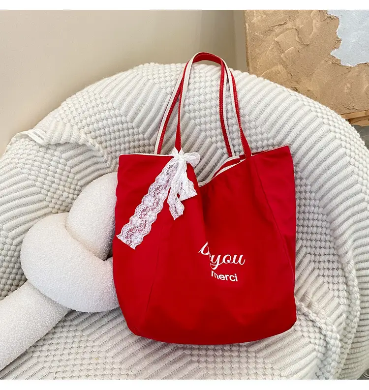 Striped Canvas Tote Bag 2024 New Korean Style — feature 12