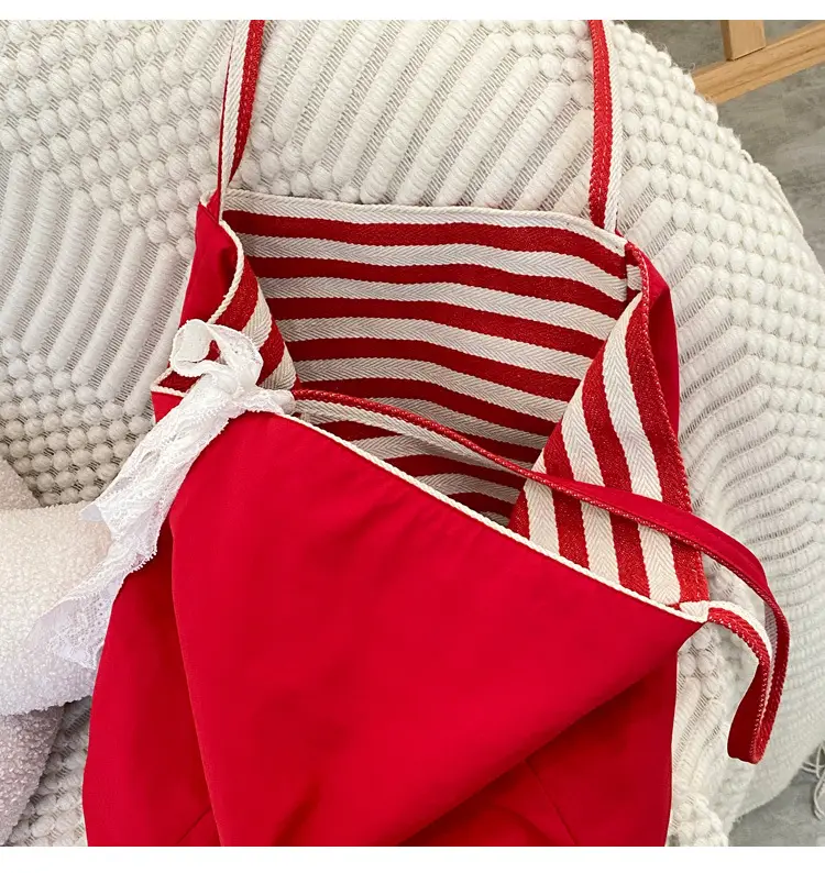 Striped Canvas Tote Bag 2024 New Korean Style — feature 13