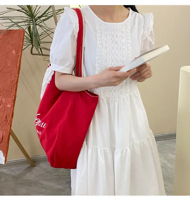 Striped Canvas Tote Bag 2024 New Korean Style — feature 14