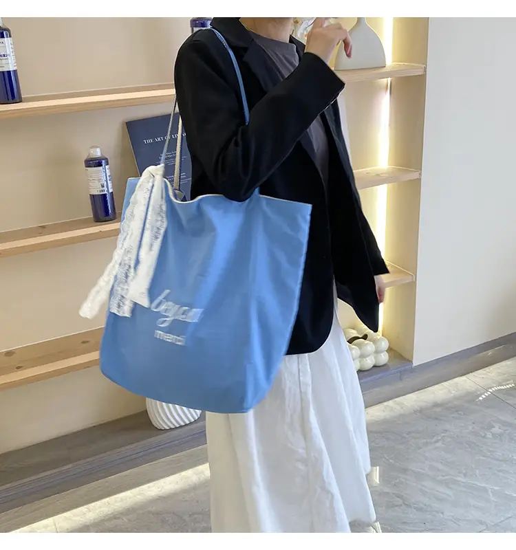 Striped Canvas Tote Bag 2024 New Korean Style — feature 28