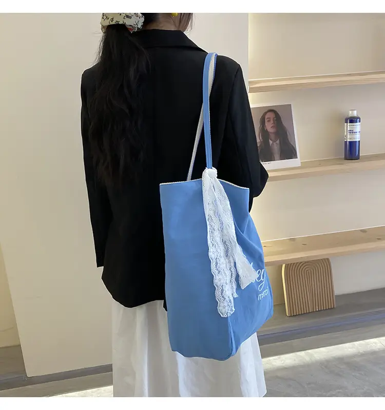 Striped Canvas Tote Bag 2024 New Korean Style — feature 29