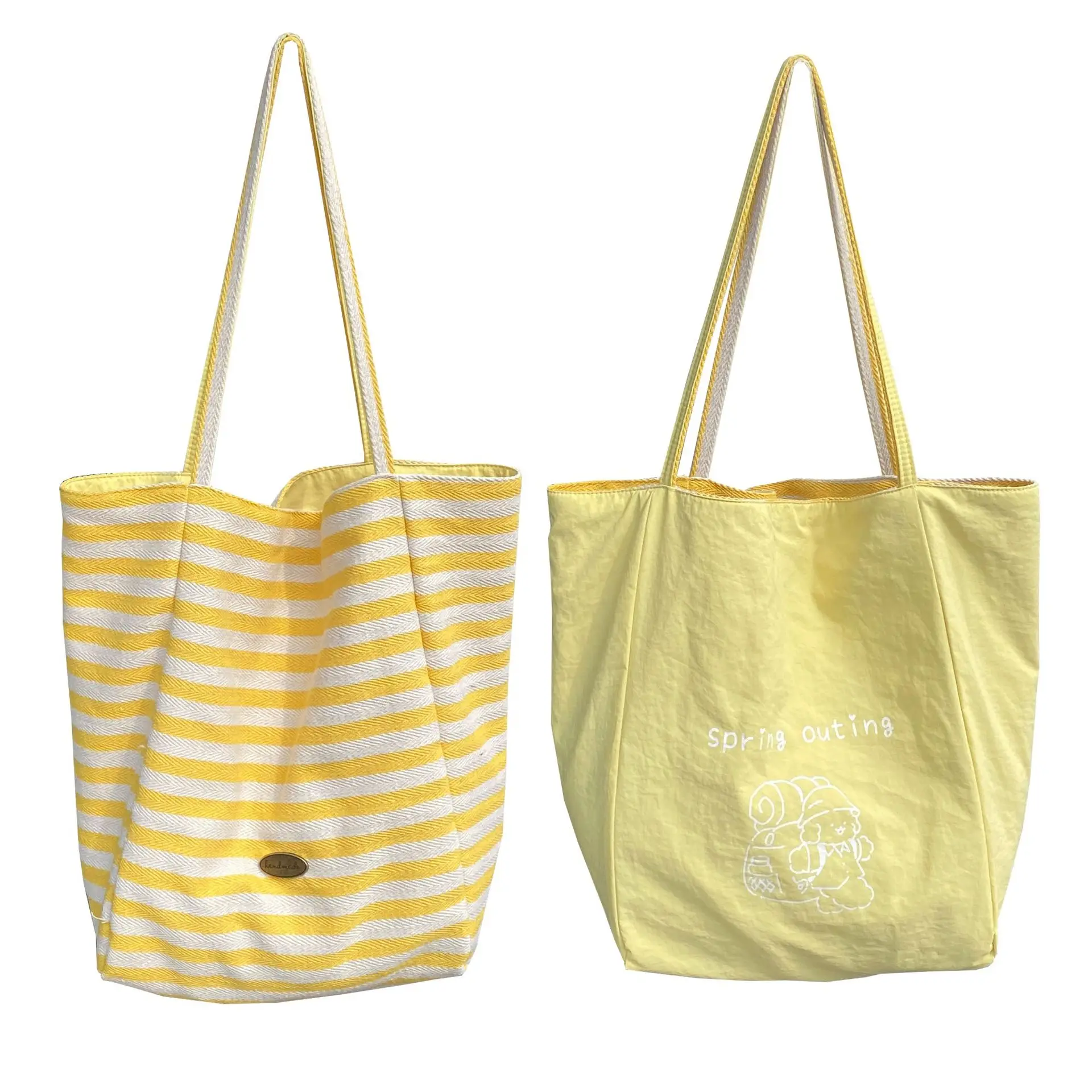 Striped Canvas Tote Bag 2024 New Korean Style - Image 9