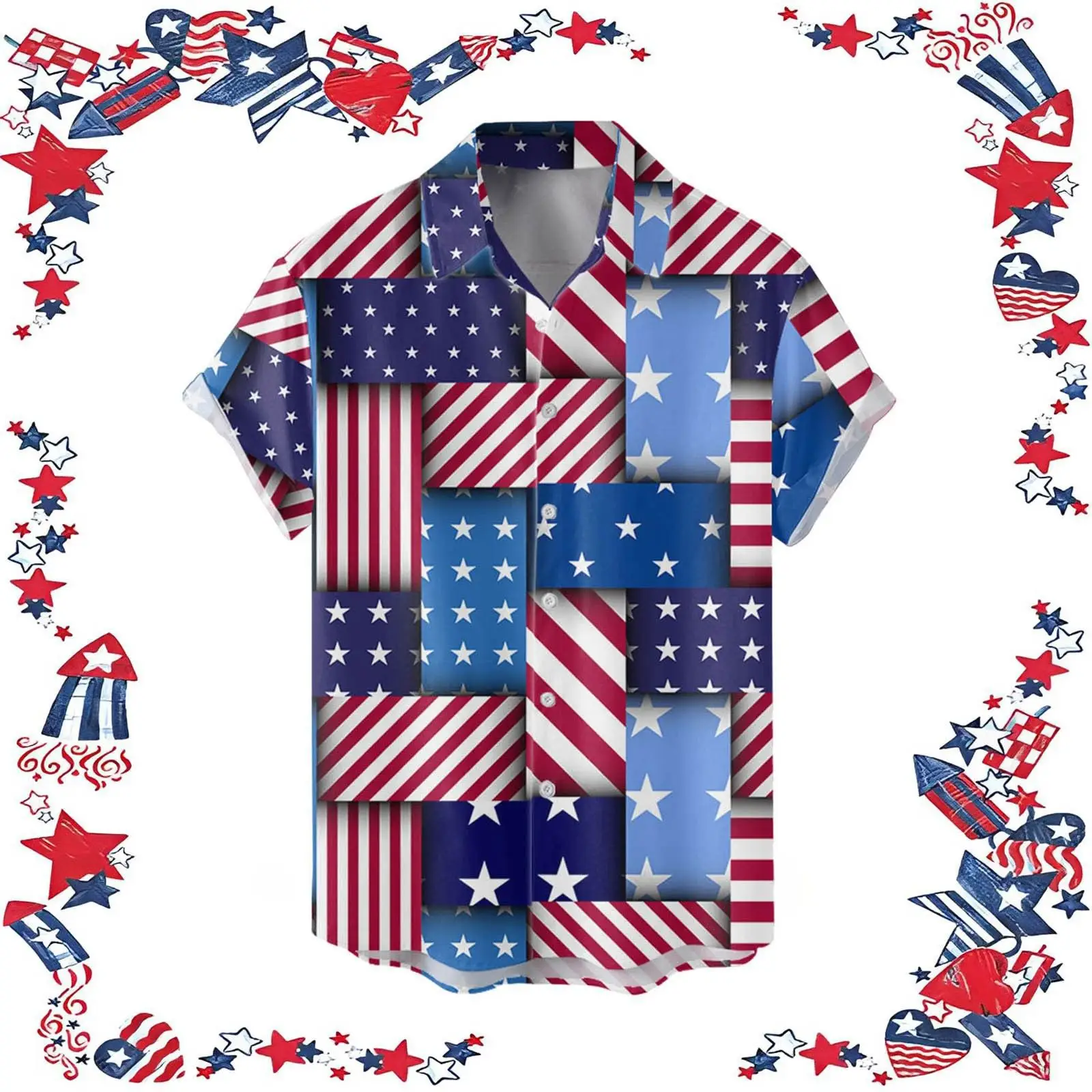 Hawaiian Floral Short Sleeve Shirt for Men - Image 36