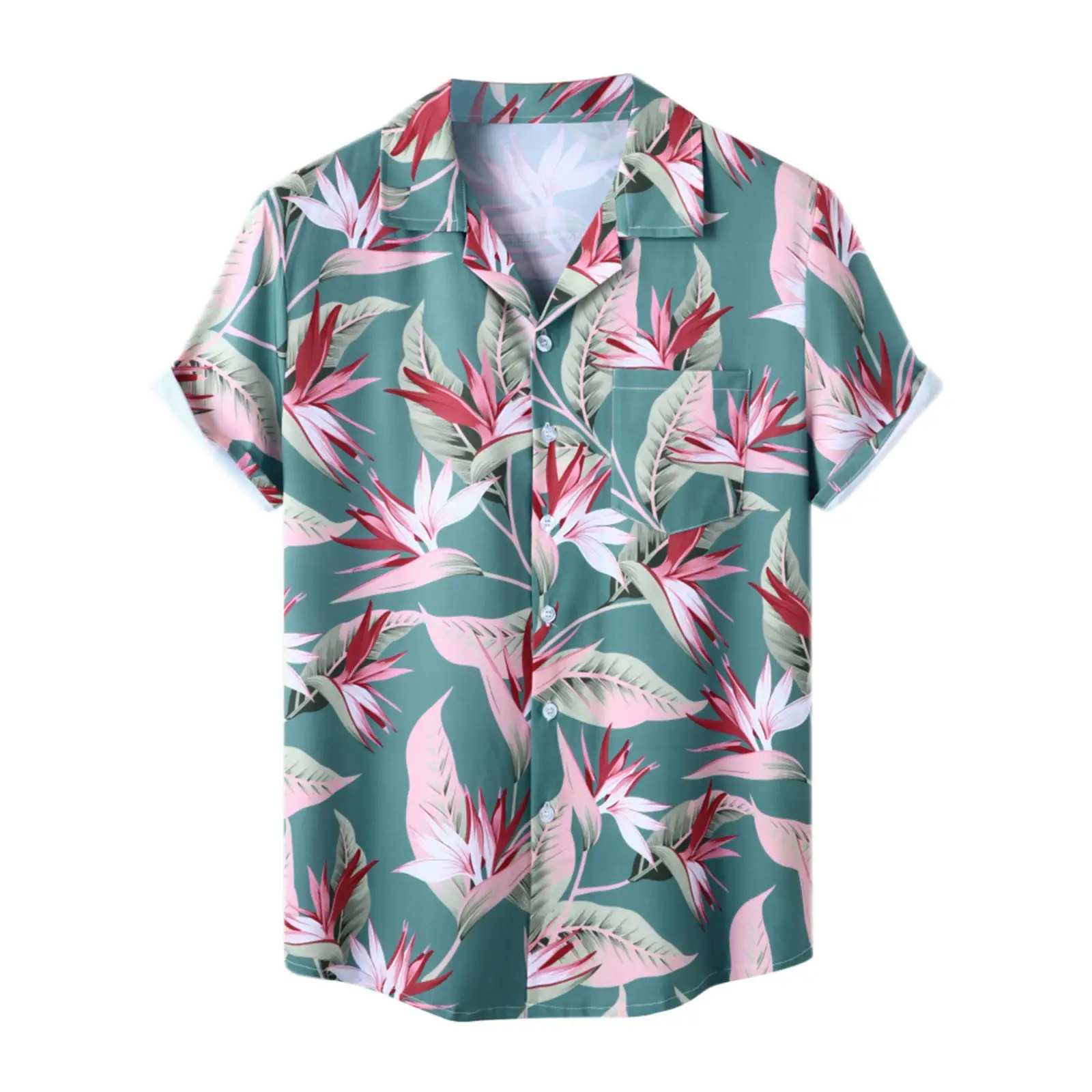 Hawaiian Floral Short Sleeve Shirt for Men — feature 3