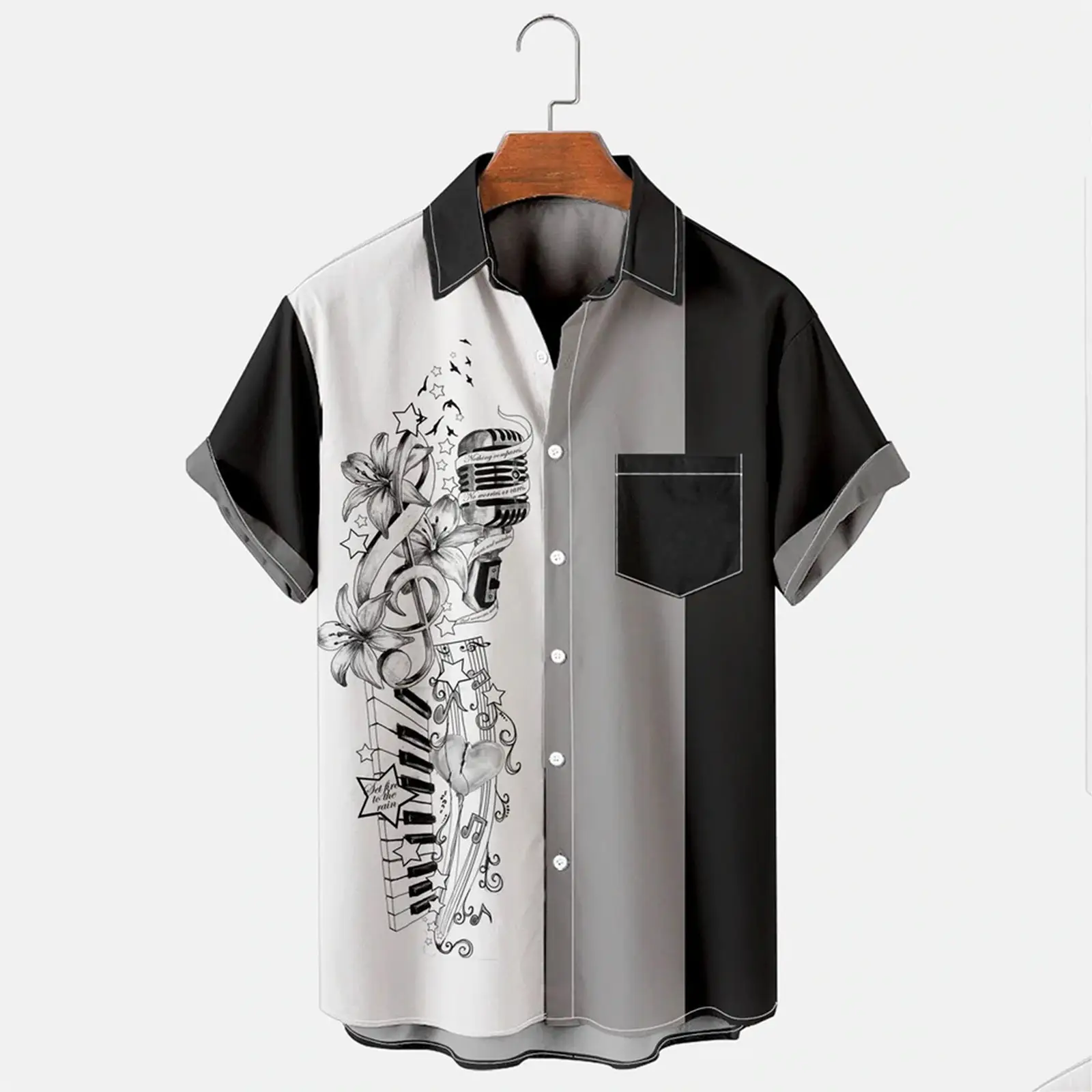 Hawaiian Floral Short Sleeve Shirt for Men - Image 20