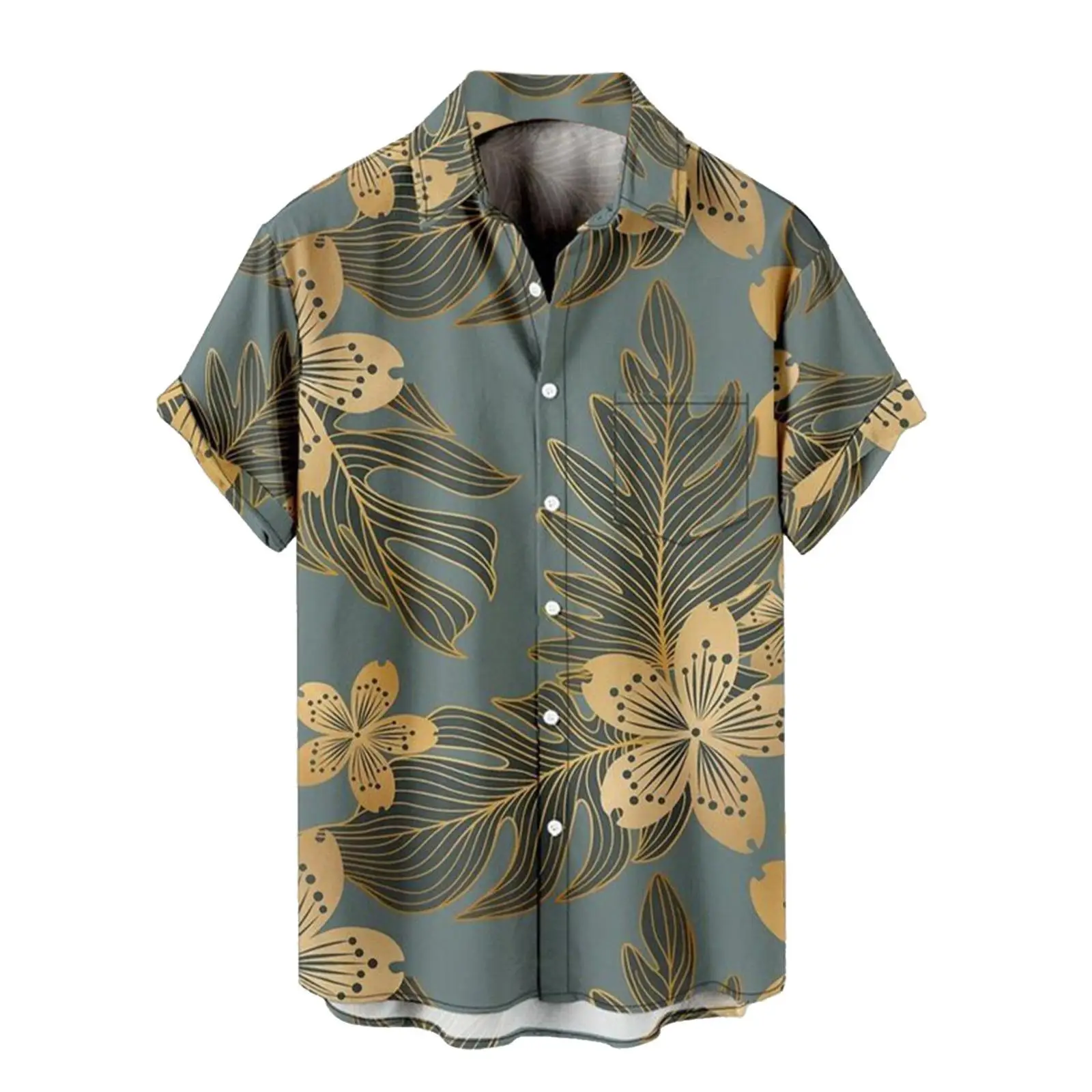 Hawaiian Floral Short Sleeve Shirt for Men - Image 21