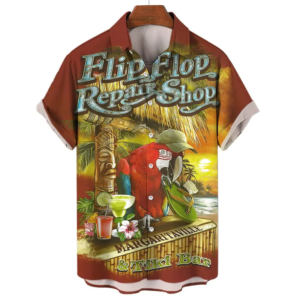 Hawaiian Floral Short Sleeve Shirt for Men - Image 25