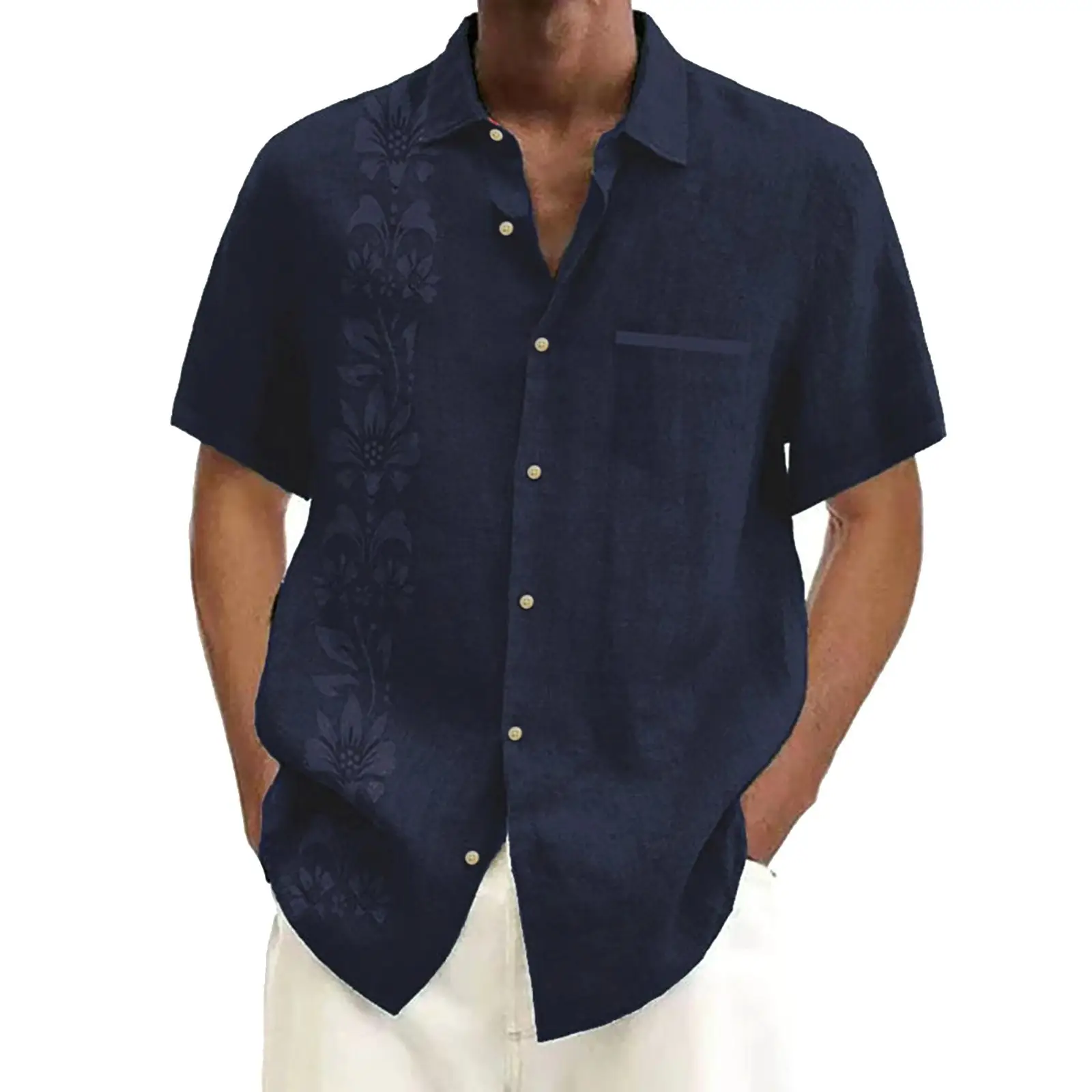 Hawaiian Floral Short Sleeve Shirt for Men - Image 30