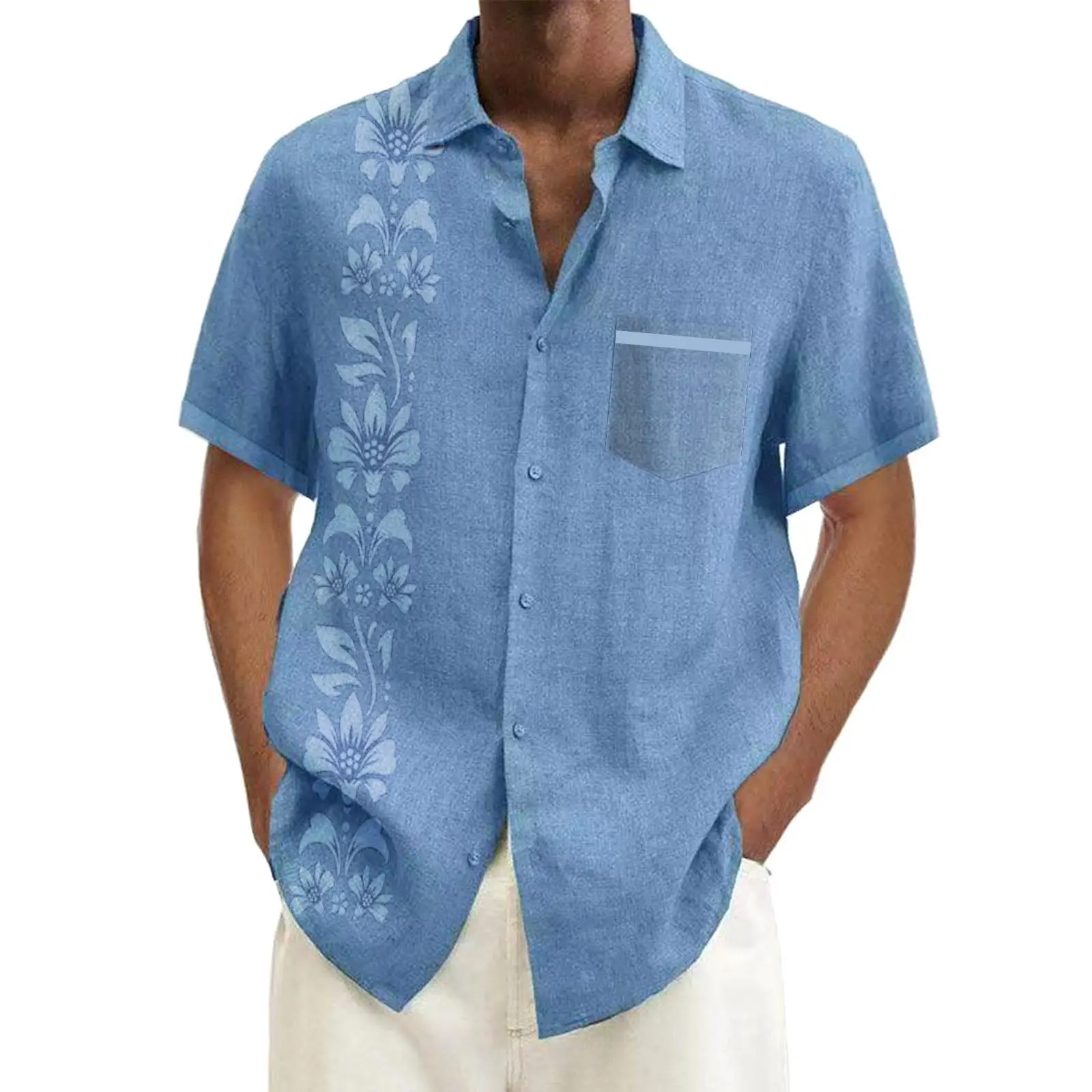 Hawaiian Floral Short Sleeve Shirt for Men - Image 32