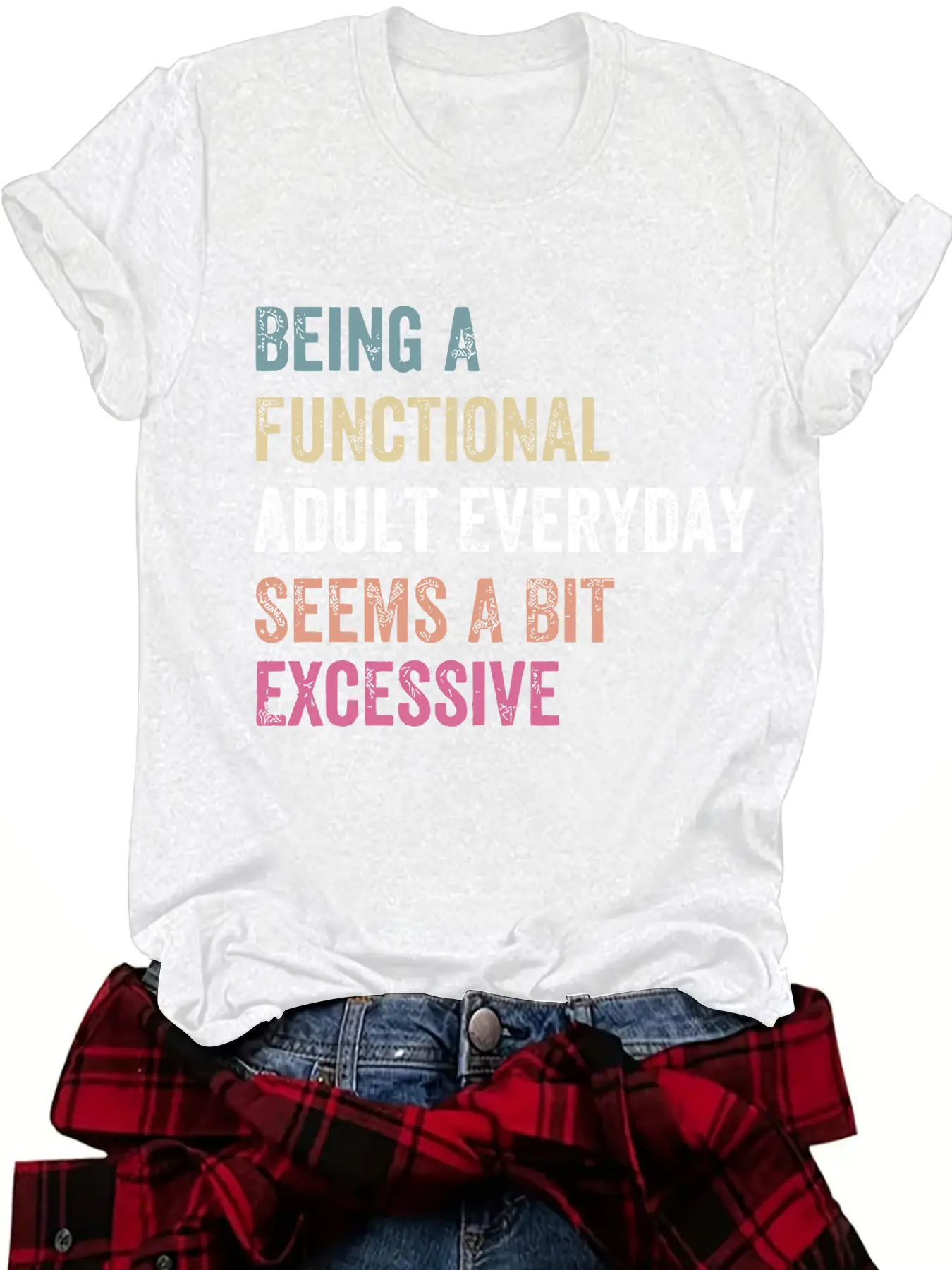 Women Casual T-Shirt Blue Plaid Bottom Summer Wear