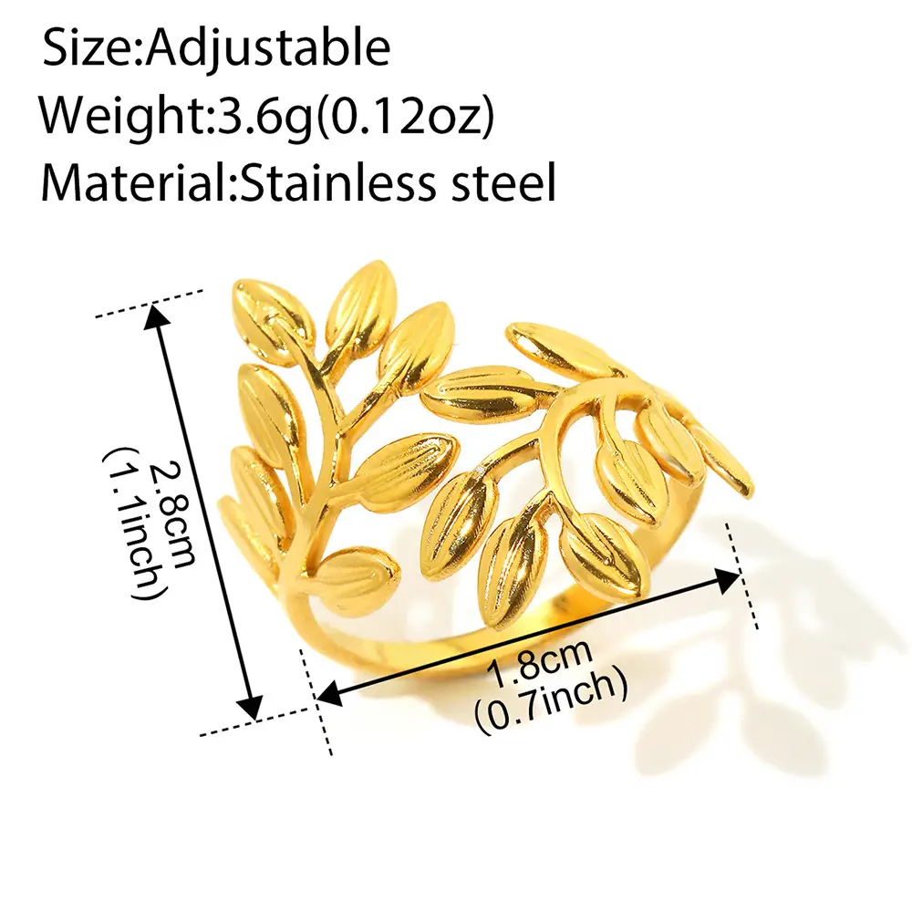 Titanium Leaf Design Ring for Women Men - Image 7