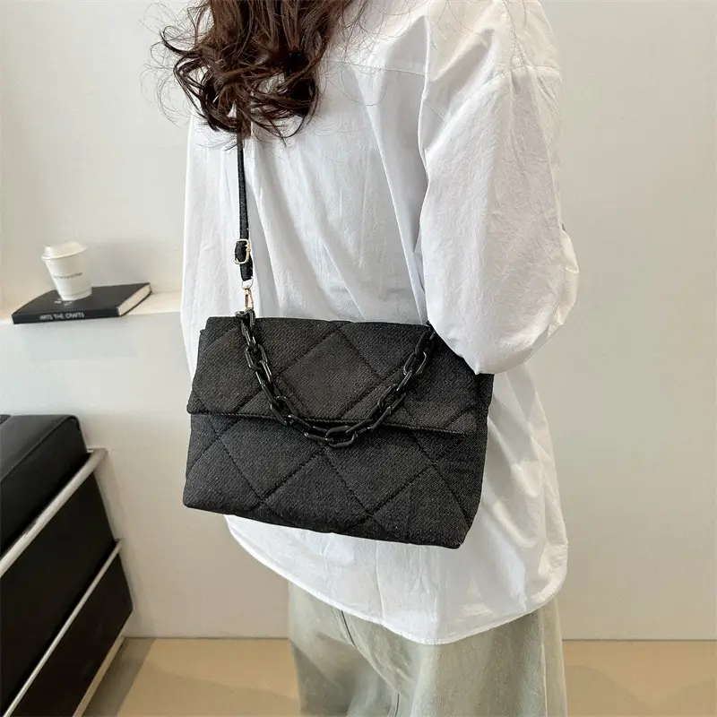 Black Quilted Chain Shoulder Bag for Women 2024 - Image 6