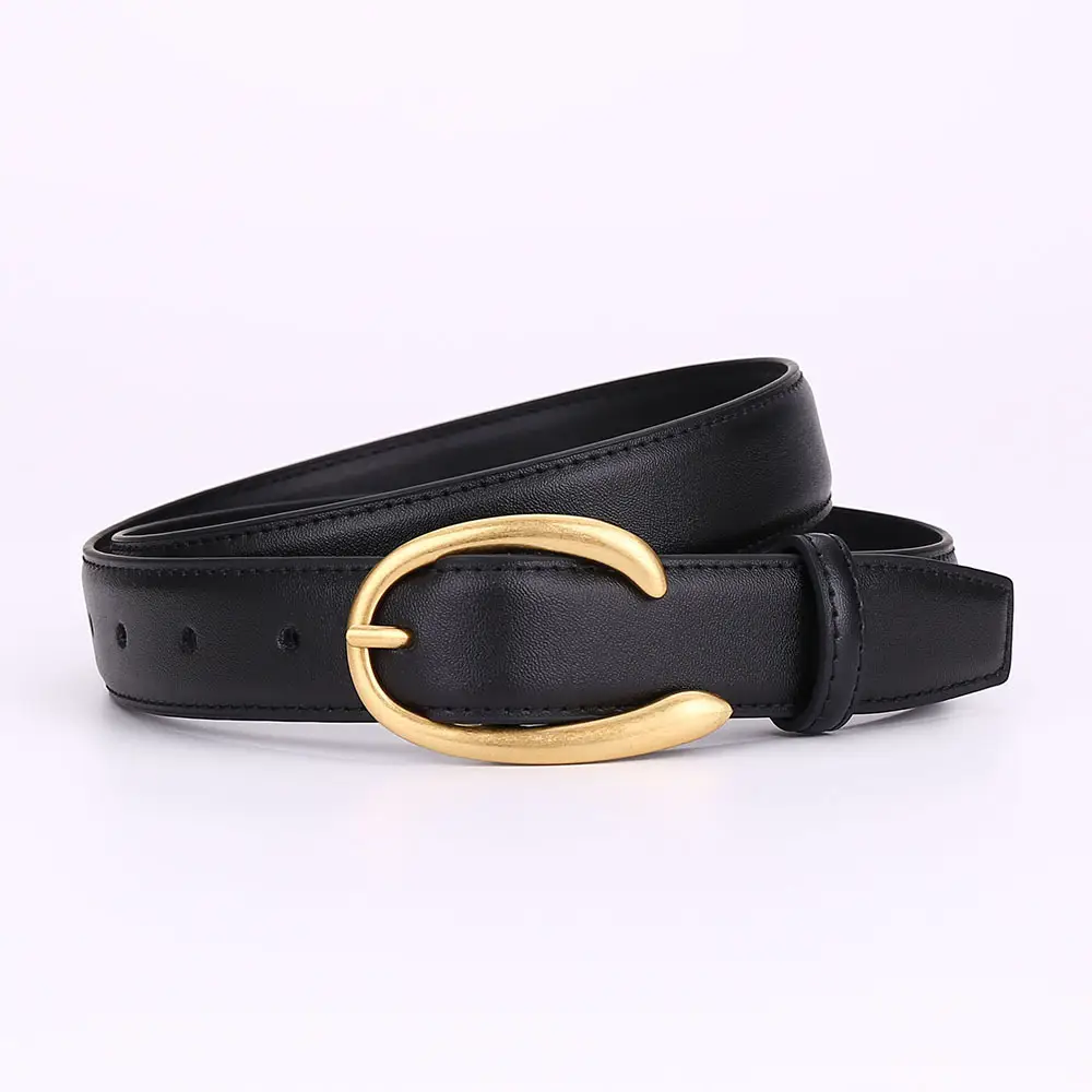 Women's Letter Belt Black Brown Gold Buckle - Image 7