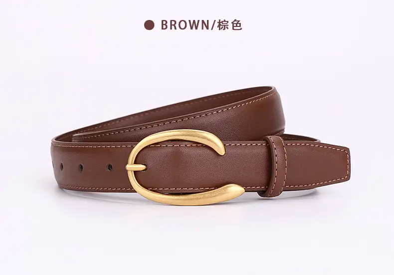 Women's Letter Belt Black Brown Gold Buckle — feature 20