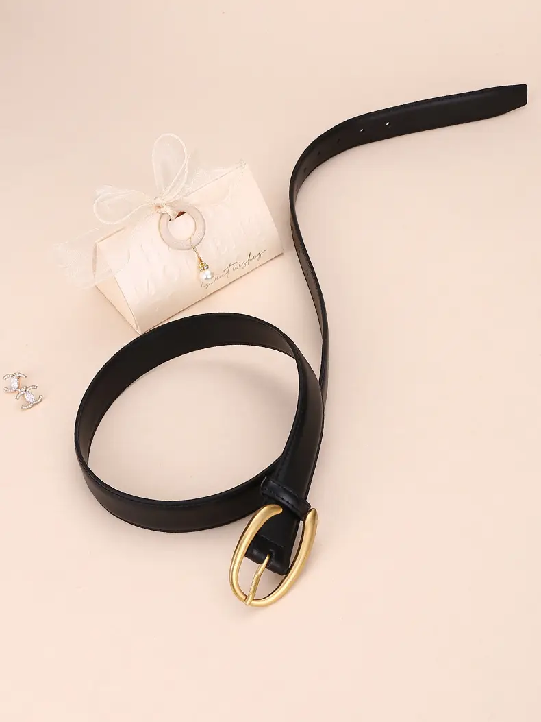 Women's Letter Belt Black Brown Gold Buckle — feature 21