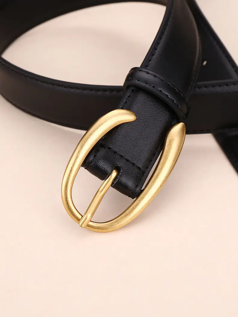 Women's Letter Belt Black Brown Gold Buckle — feature 23
