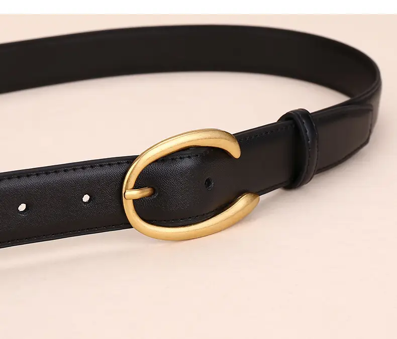 Women's Letter Belt Black Brown Gold Buckle — feature 9