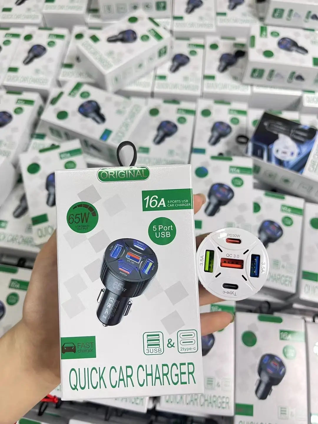 65W Fast Charging Car Charger with 5 USB Ports