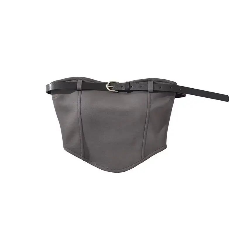Black Strapless Navel Top for Women - Image 3