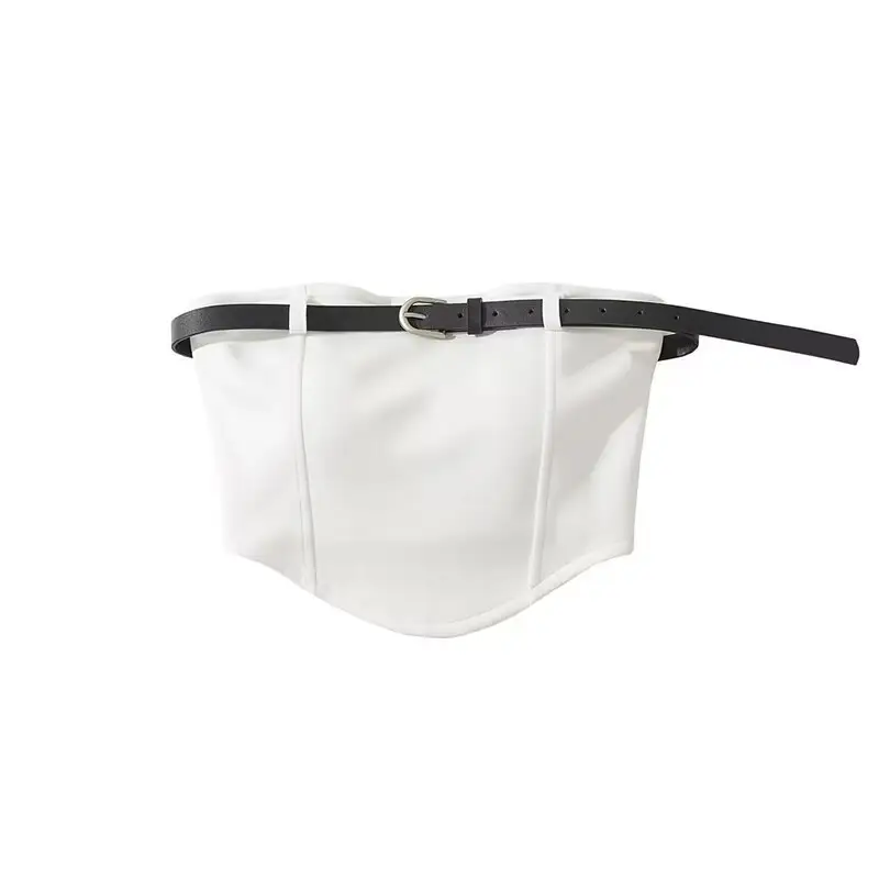 Black Strapless Navel Top for Women - Image 2