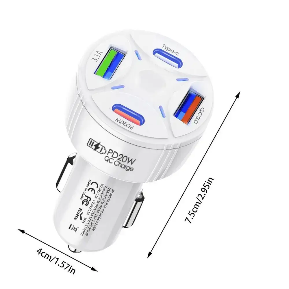 53W QC3.0 PD Fast Car Charger with 2 USB Type C Ports - Image 7
