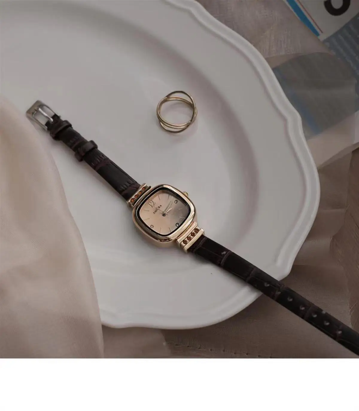 Women's Niche Dial Luxury Watch with Brown Strap — feature 4