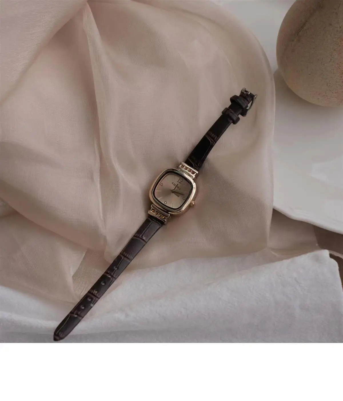 Women's Niche Dial Luxury Watch with Brown Strap — feature 6
